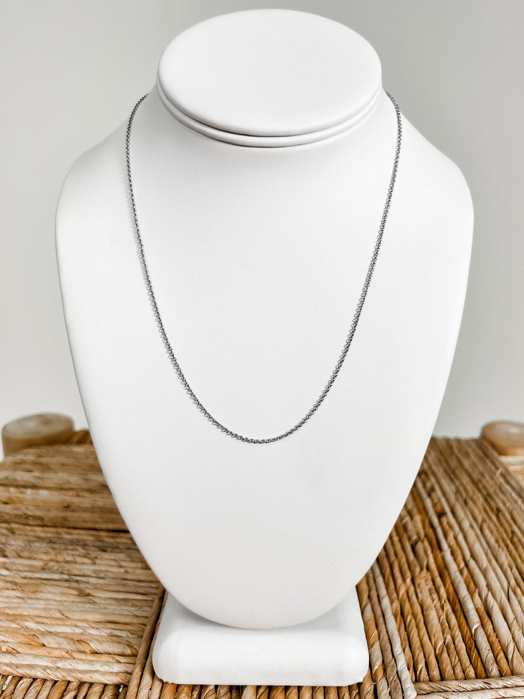 16" Skinny Cable Chain Necklace, Silver