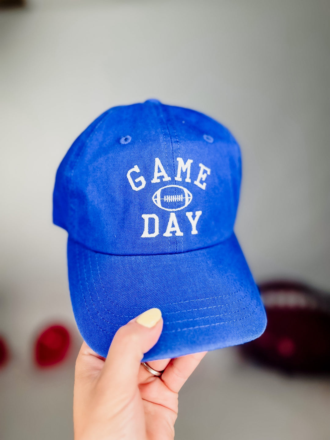 Gameday Football Embroidered Baseball Hat, Blue