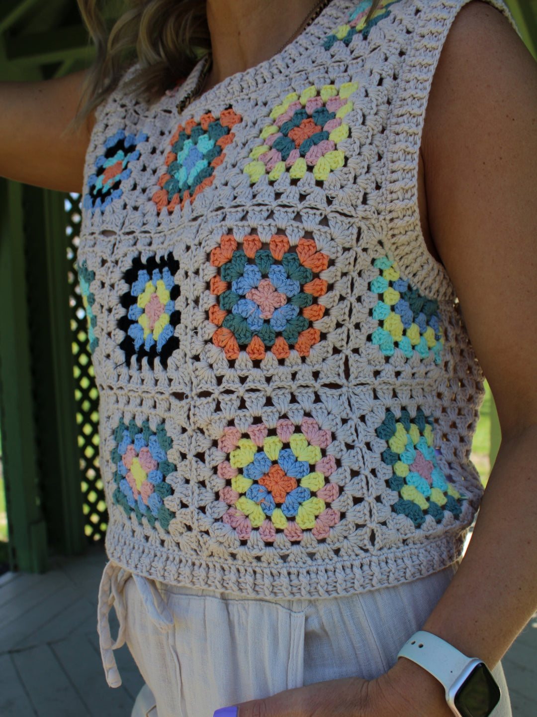 All Crocheted Out Knit Tank, Beige
