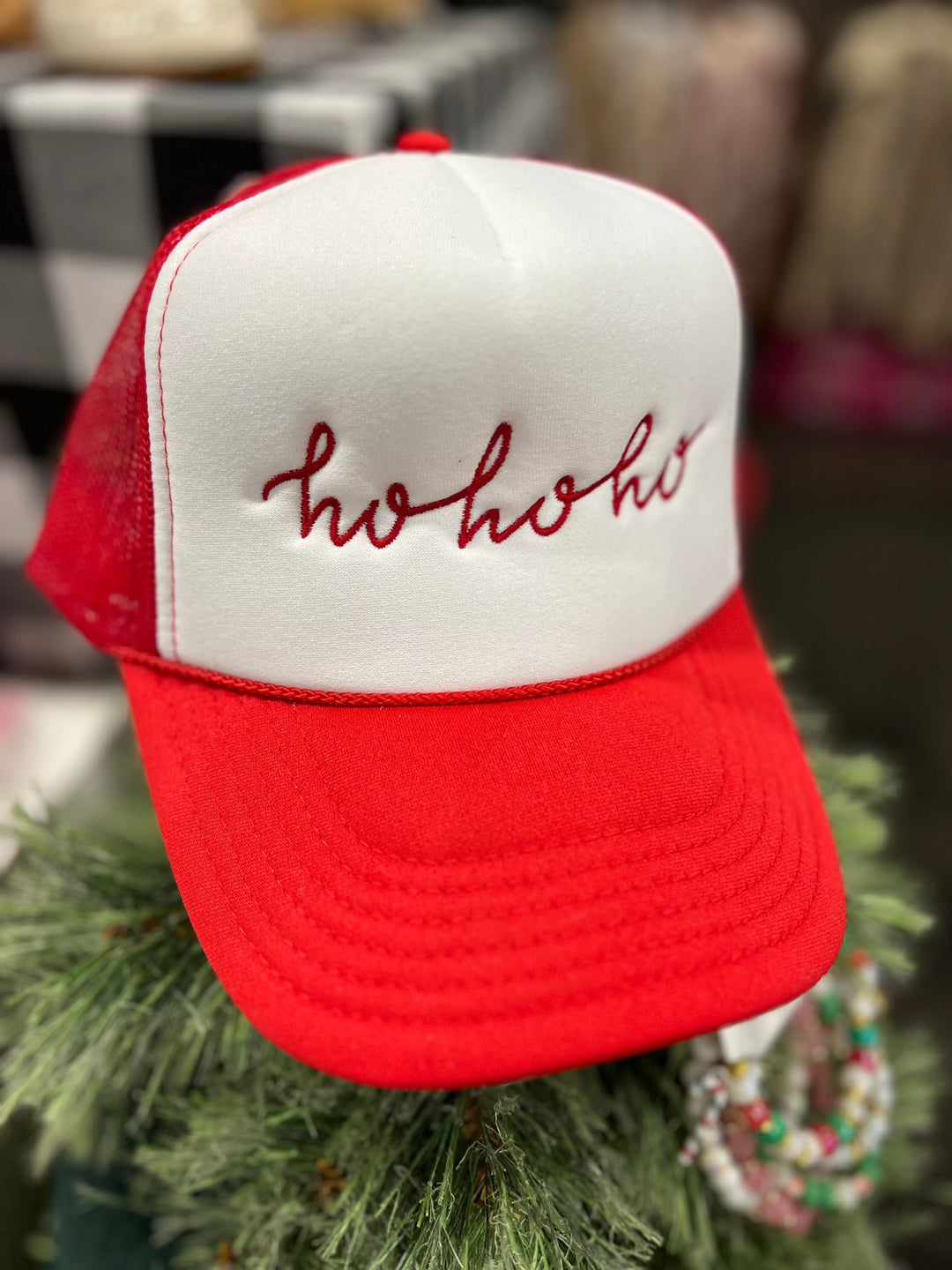 Christmas Embroidered Trucker Hat, Ho Ho Ho