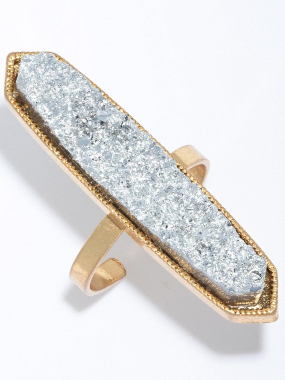 Druzy Statement Fashion Ring, Silver