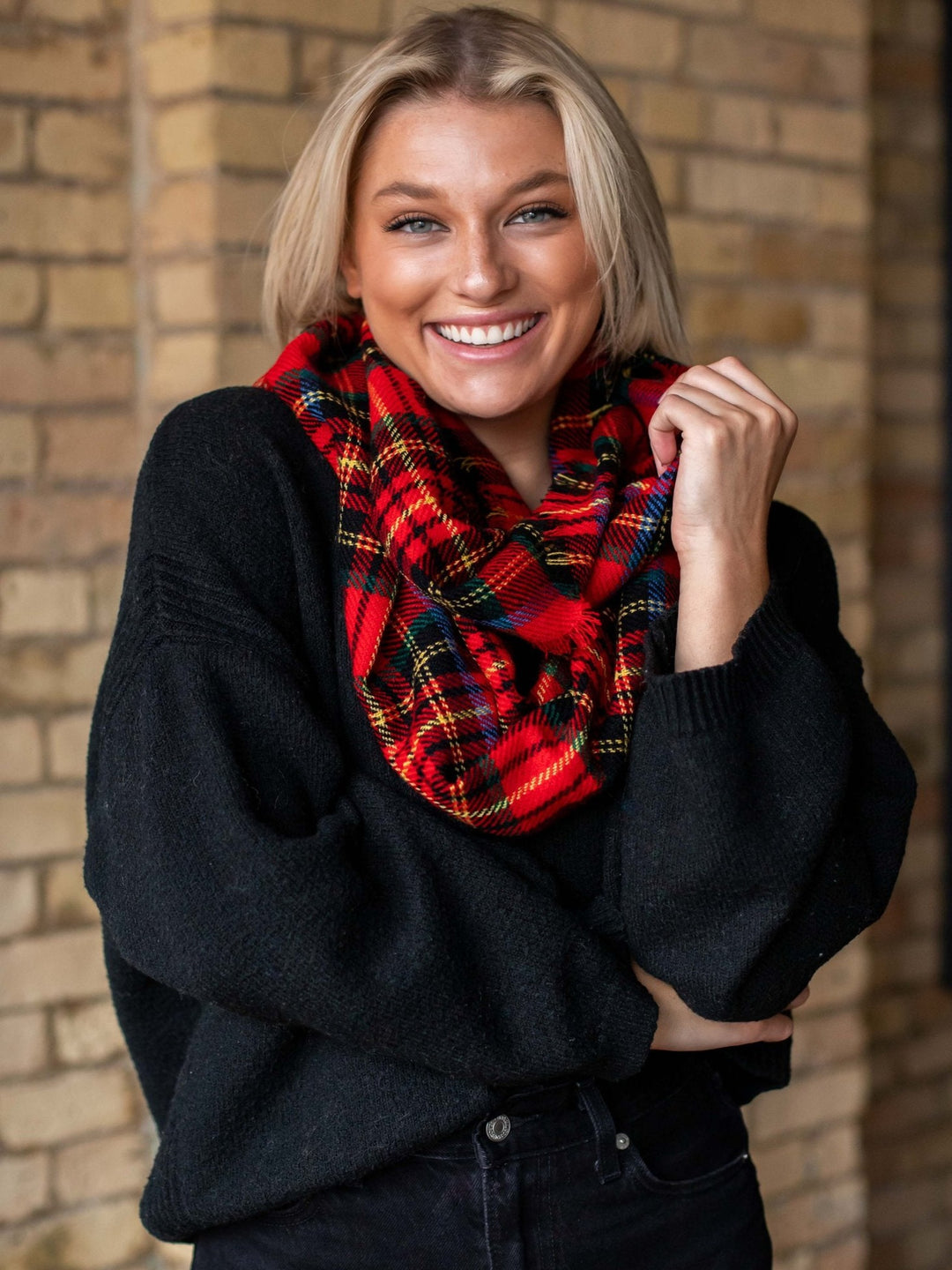 Plaid Infinity Scarf, Red/Blue/Green Combo