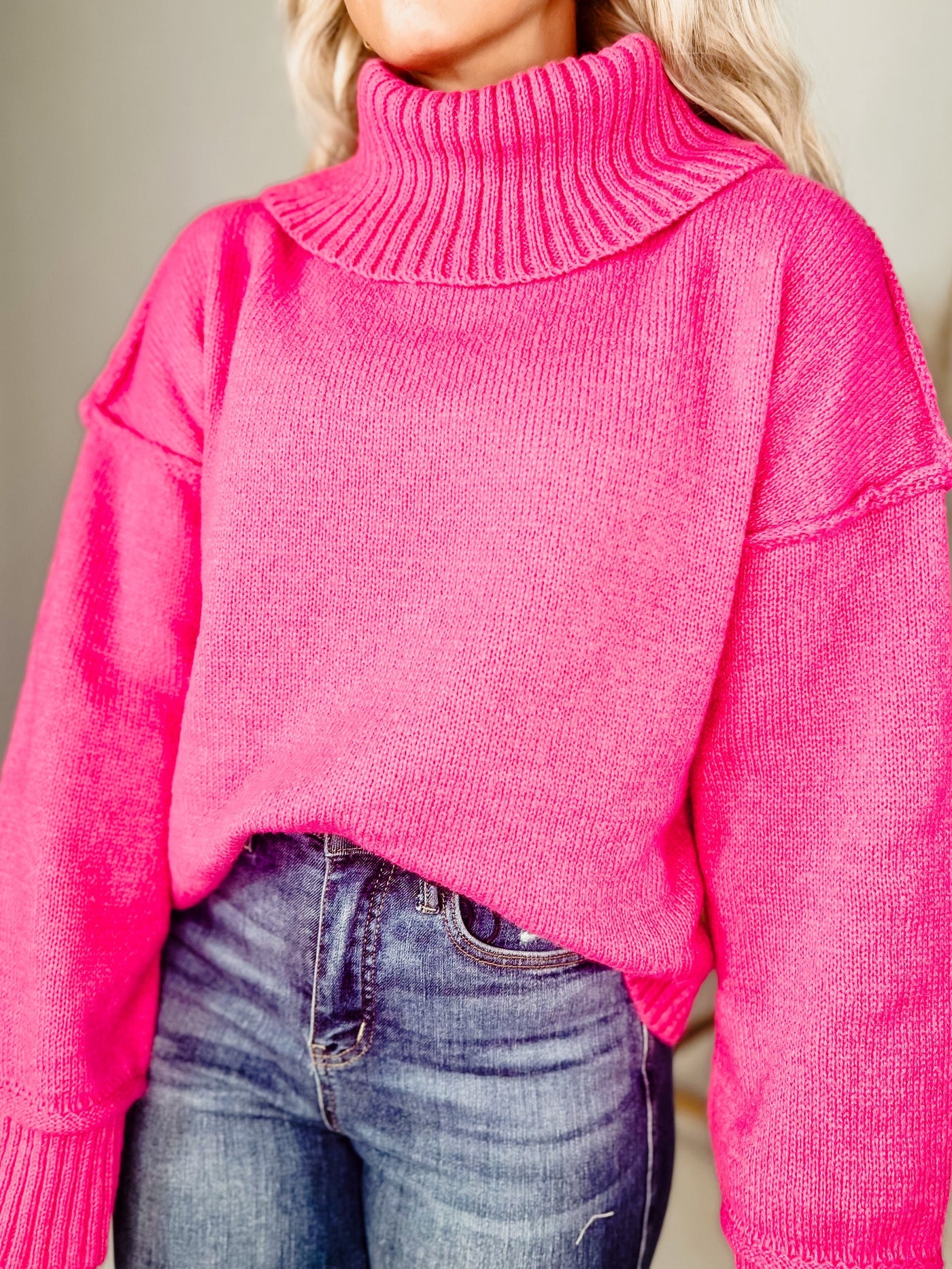 On My Mind Turtleneck Sweater, Pink