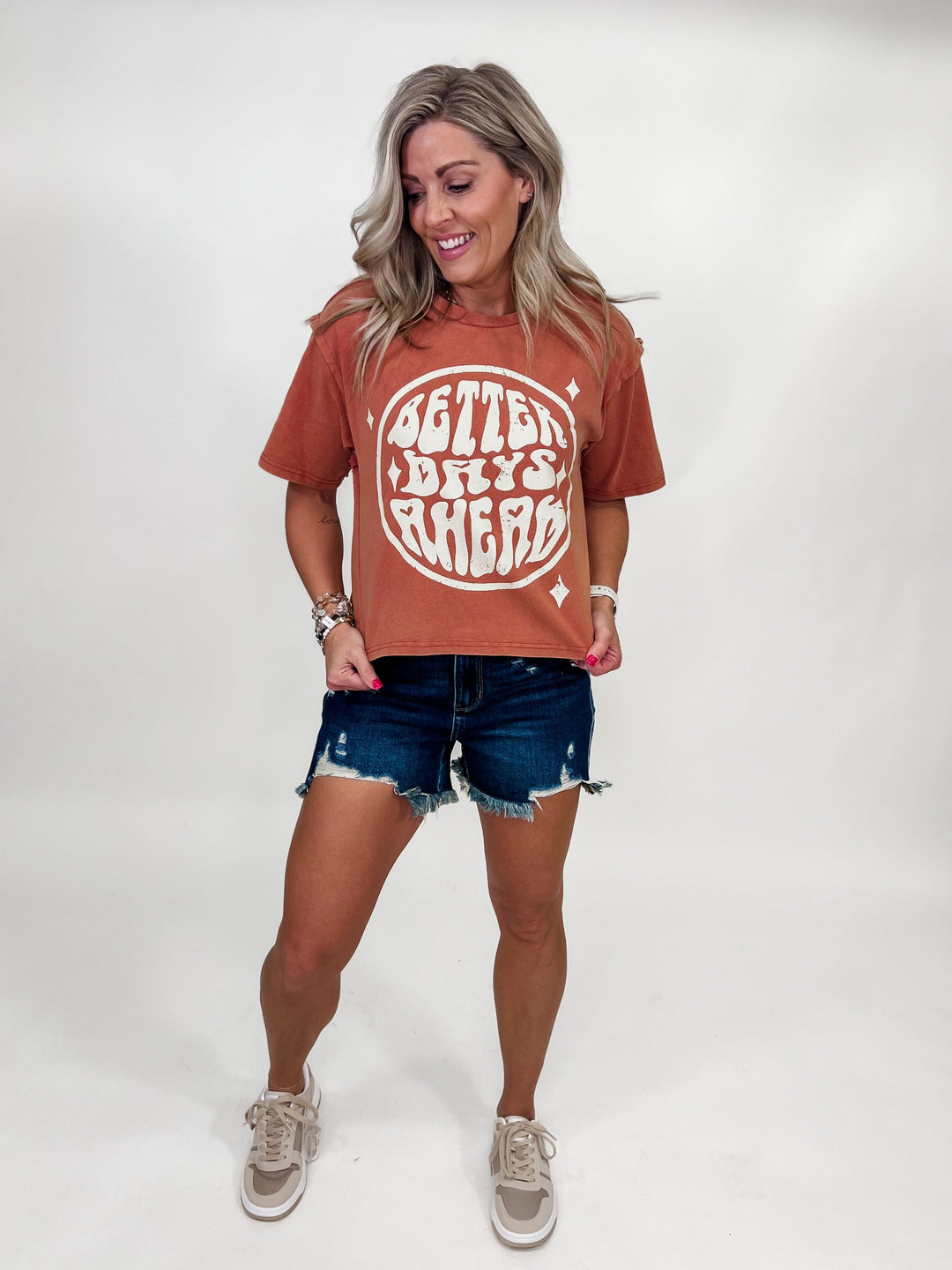Better Days Ahead Graphic Tee, Rust