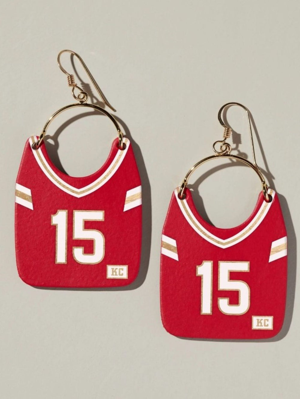 Kansas City Football Jersey Earrings, #15