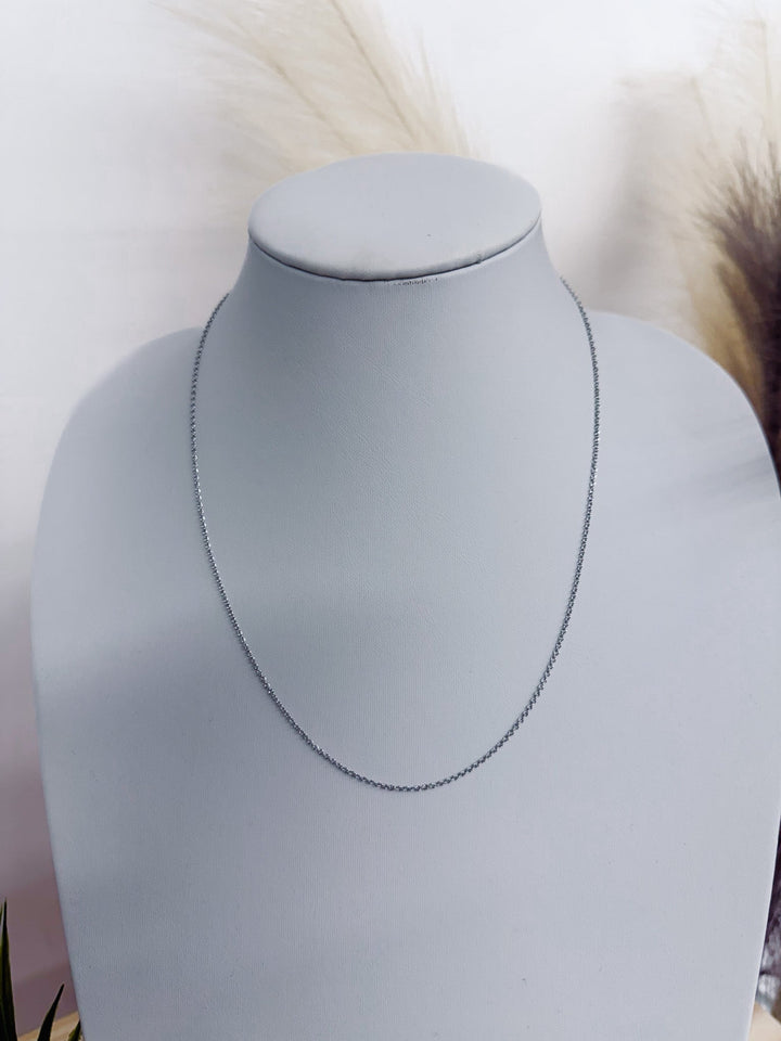 16" Skinny Rope Chain Necklace, Silver