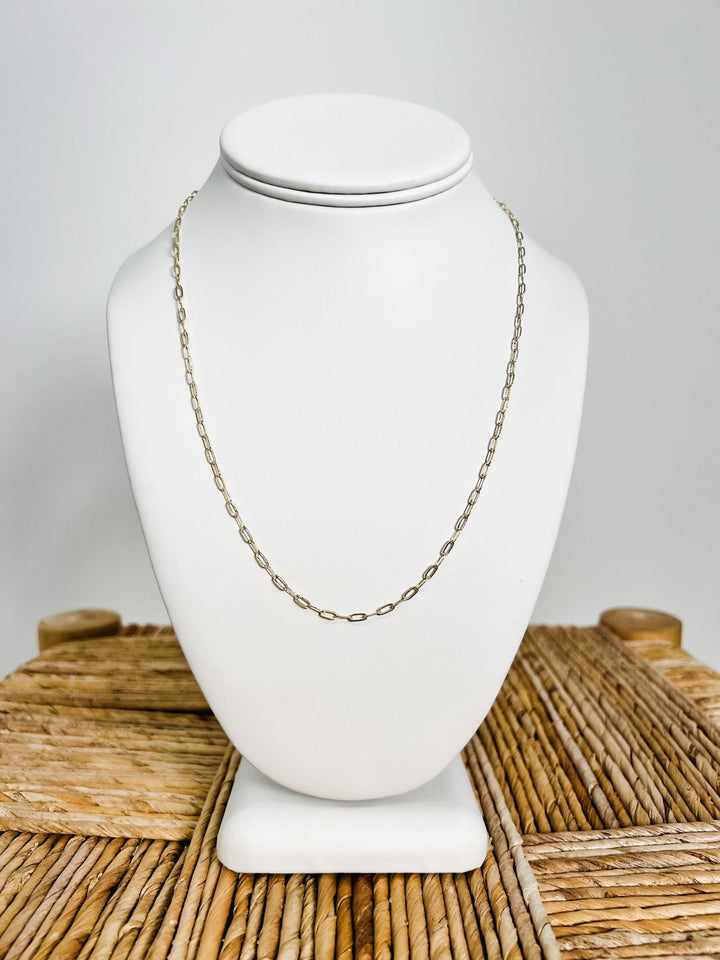 18" Mini Paperclip Chain Necklace, Gold