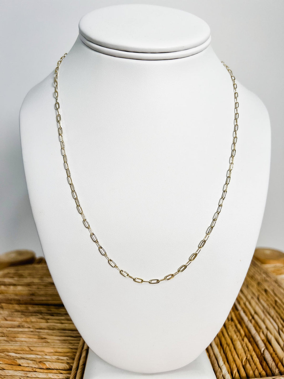 18" Mini Paperclip Chain Necklace, Gold