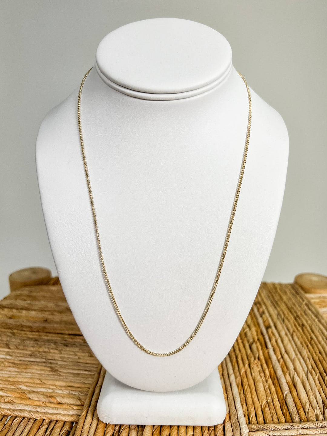 20" Skinny Curb Chain Necklace, Yellow Gold