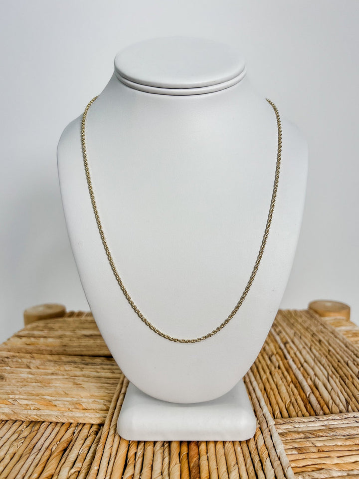 20" Skinny Rope Chain Necklace, Yellow Gold