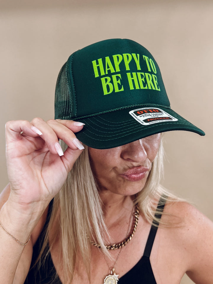 Happy to Be Here Trucker Hat, Green