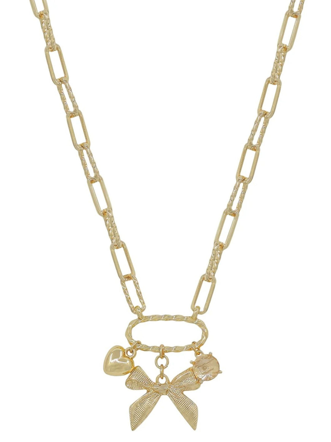 Charm Bow Necklace, Gold