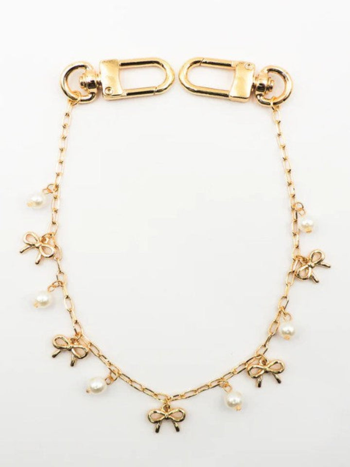 Bow + Pearl Purse Chain, Gold
