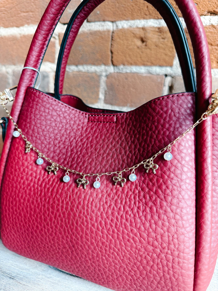 Bow + Pearl Purse Chain, Gold