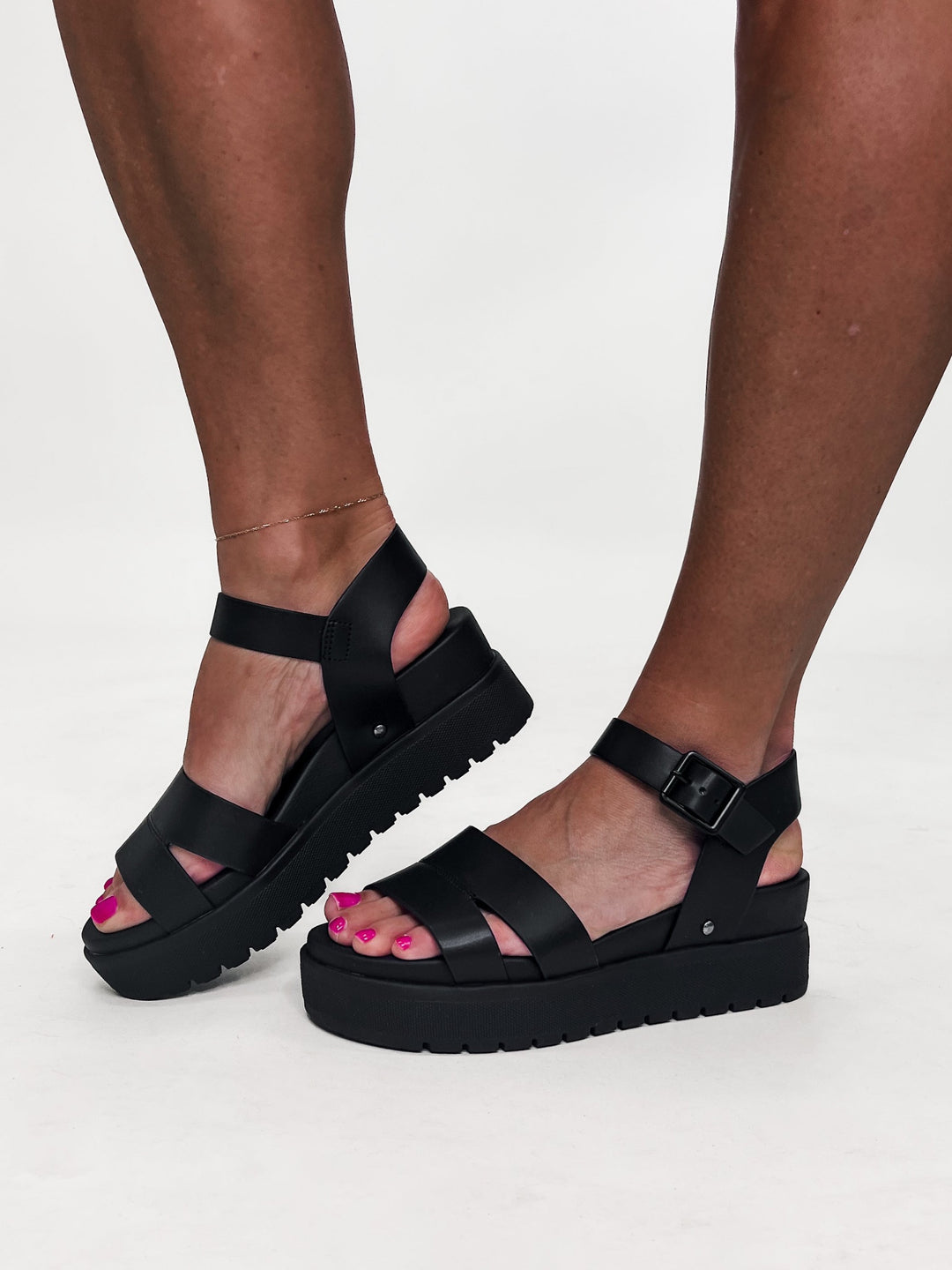 Maya Platform Sandals, Black