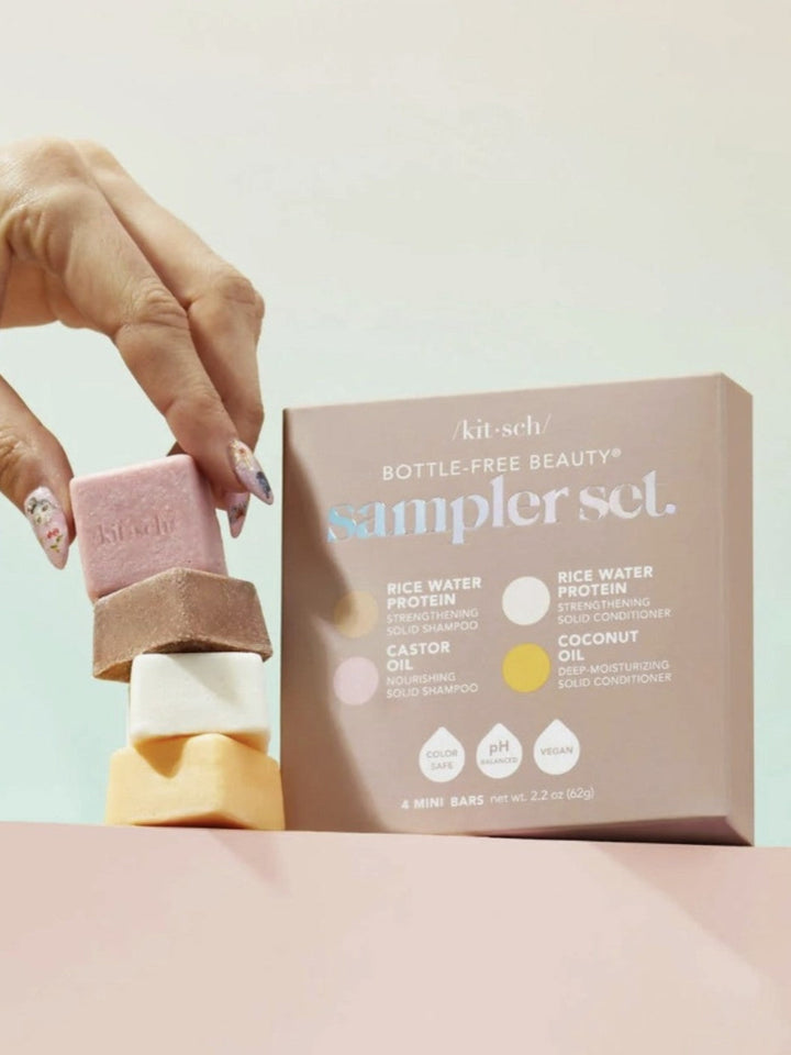 4 Piece Sampler Shampoo and Conditioner Bar Set