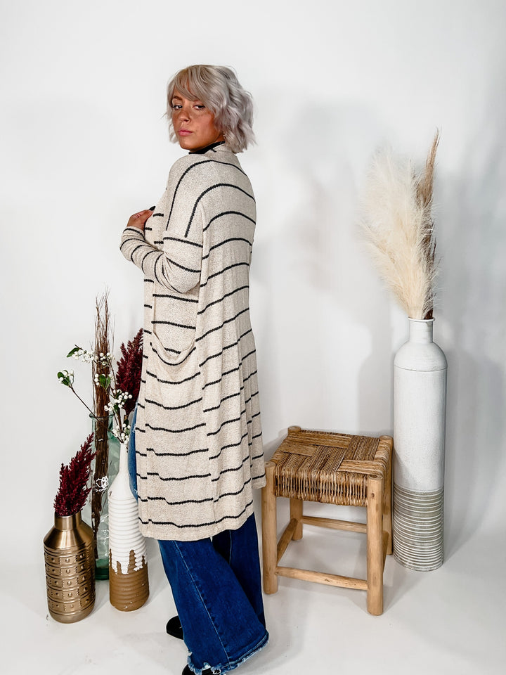Made for This Striped Cardigan, Taupe