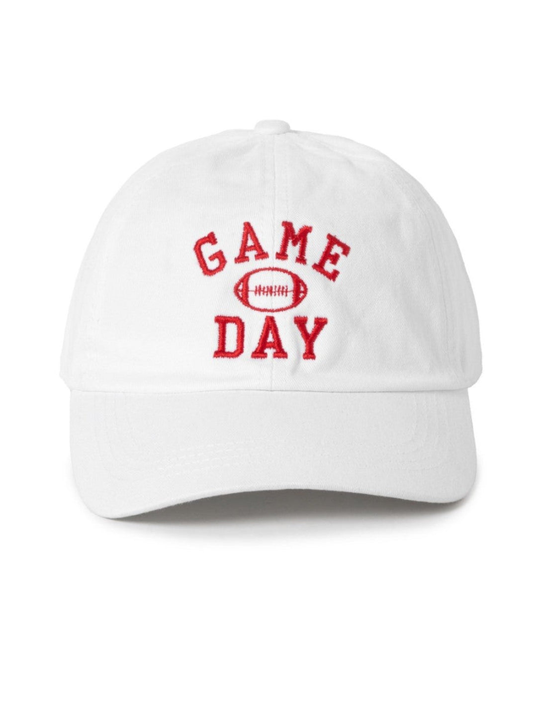 Gameday Football Embroidered Baseball Hat, White