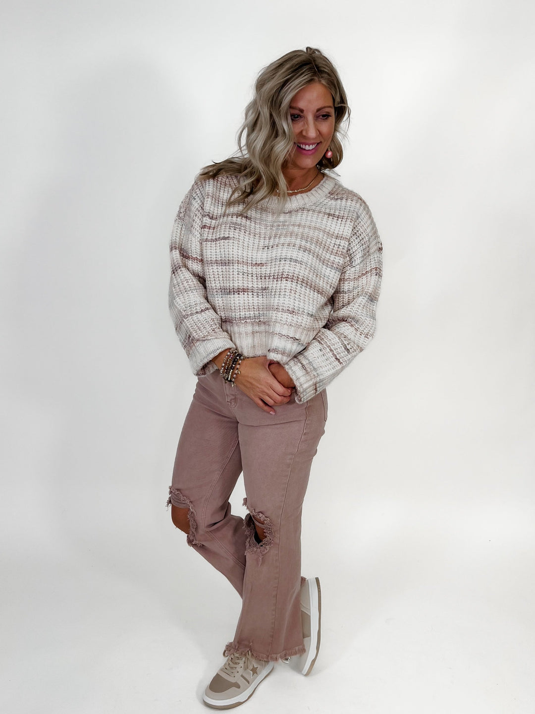 Lilly Multi Mixed Sweater, Cream