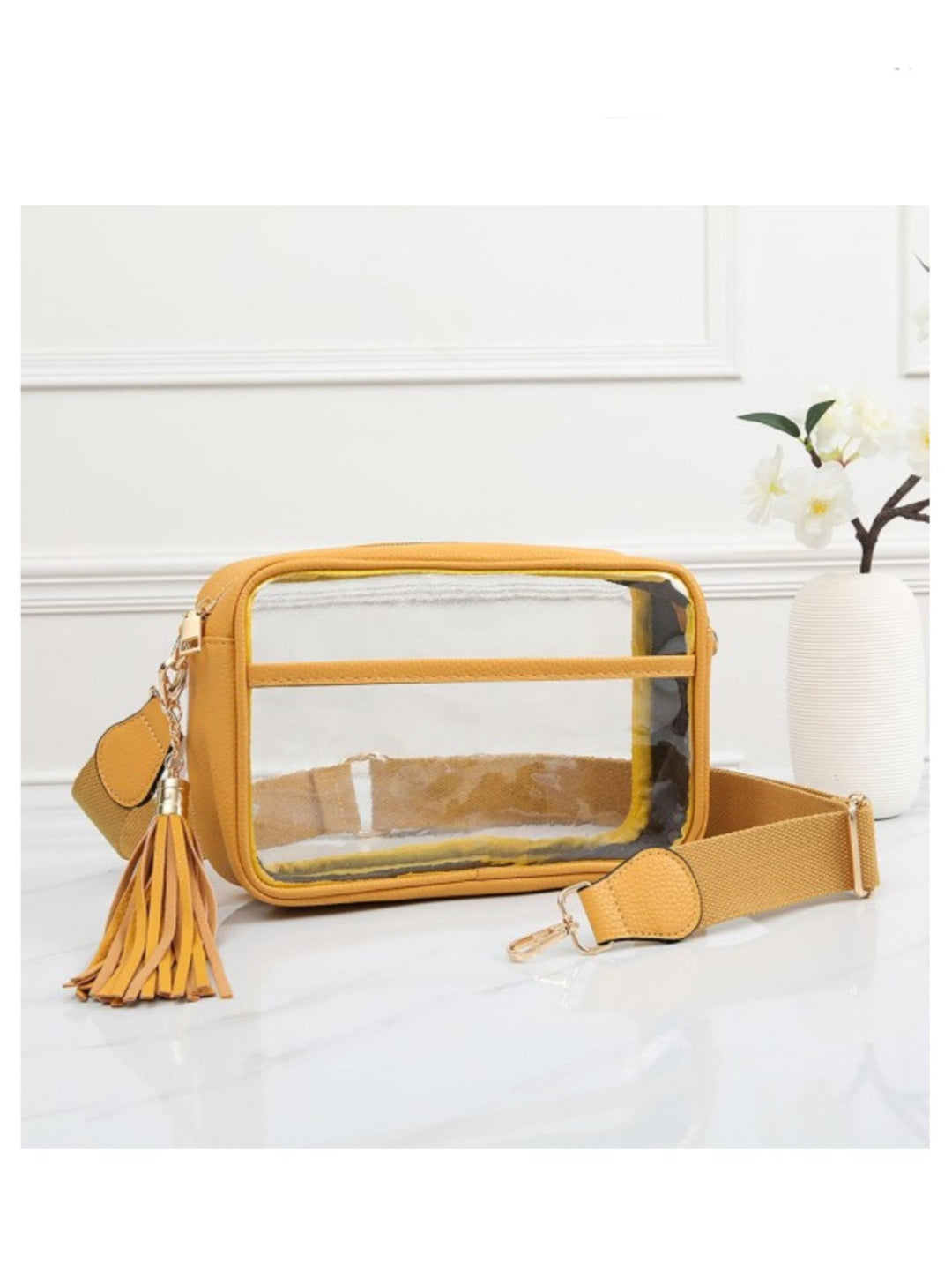 See Me Through Clear Handbag, Mustard