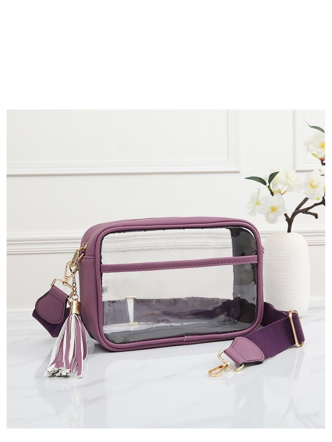 See Me Through Clear Handbag, Purple