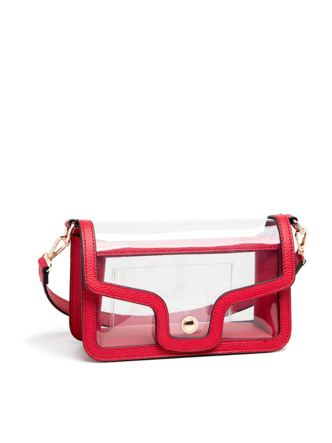 Gone Girl Clear Cross Body Clutch, Red