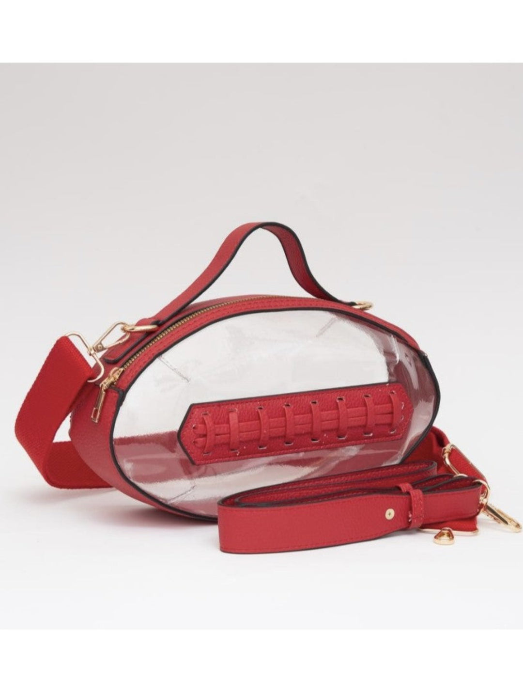 Game Day Clear Football Crossbody, Red