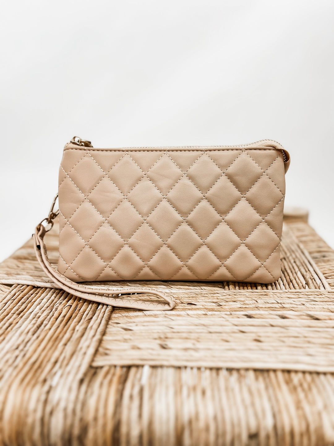 Riley Crossbody, Quilted Tan