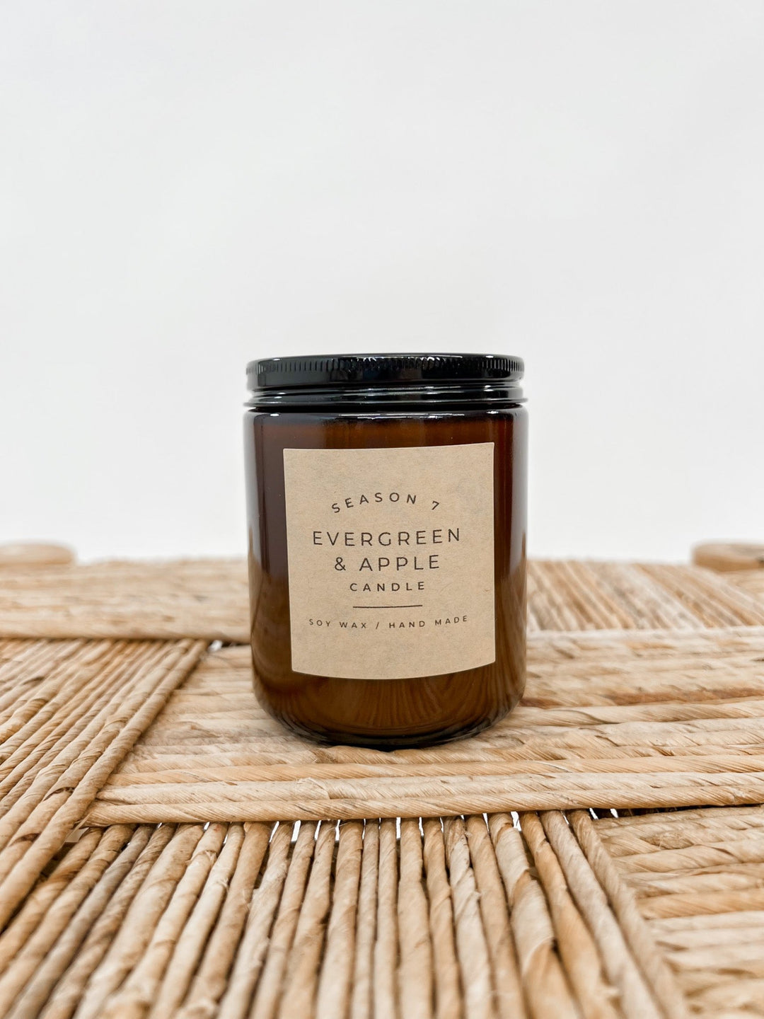 8oz Jar Hand Poured Soy Wax Candle, Evergreen & Apple