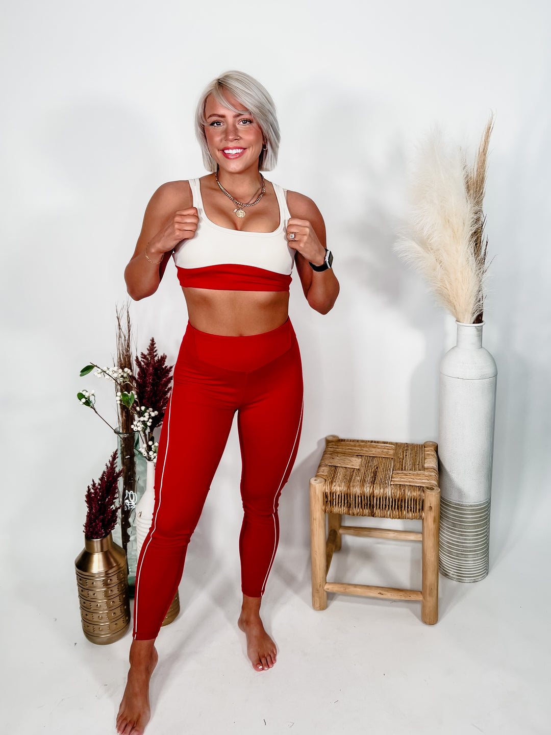 Hitting the Pavement Leggings, Red/Nude