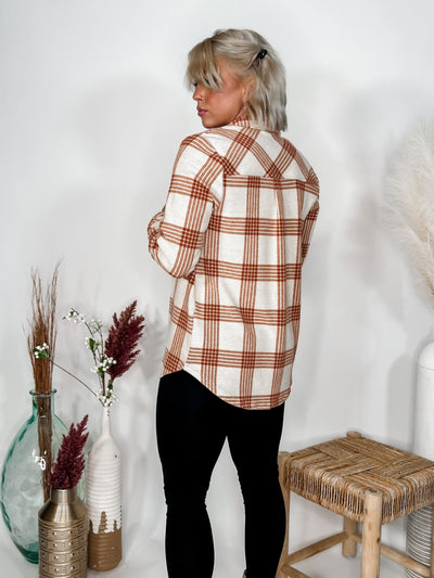 Lewis Button Up Plaid, Rust/Ivory