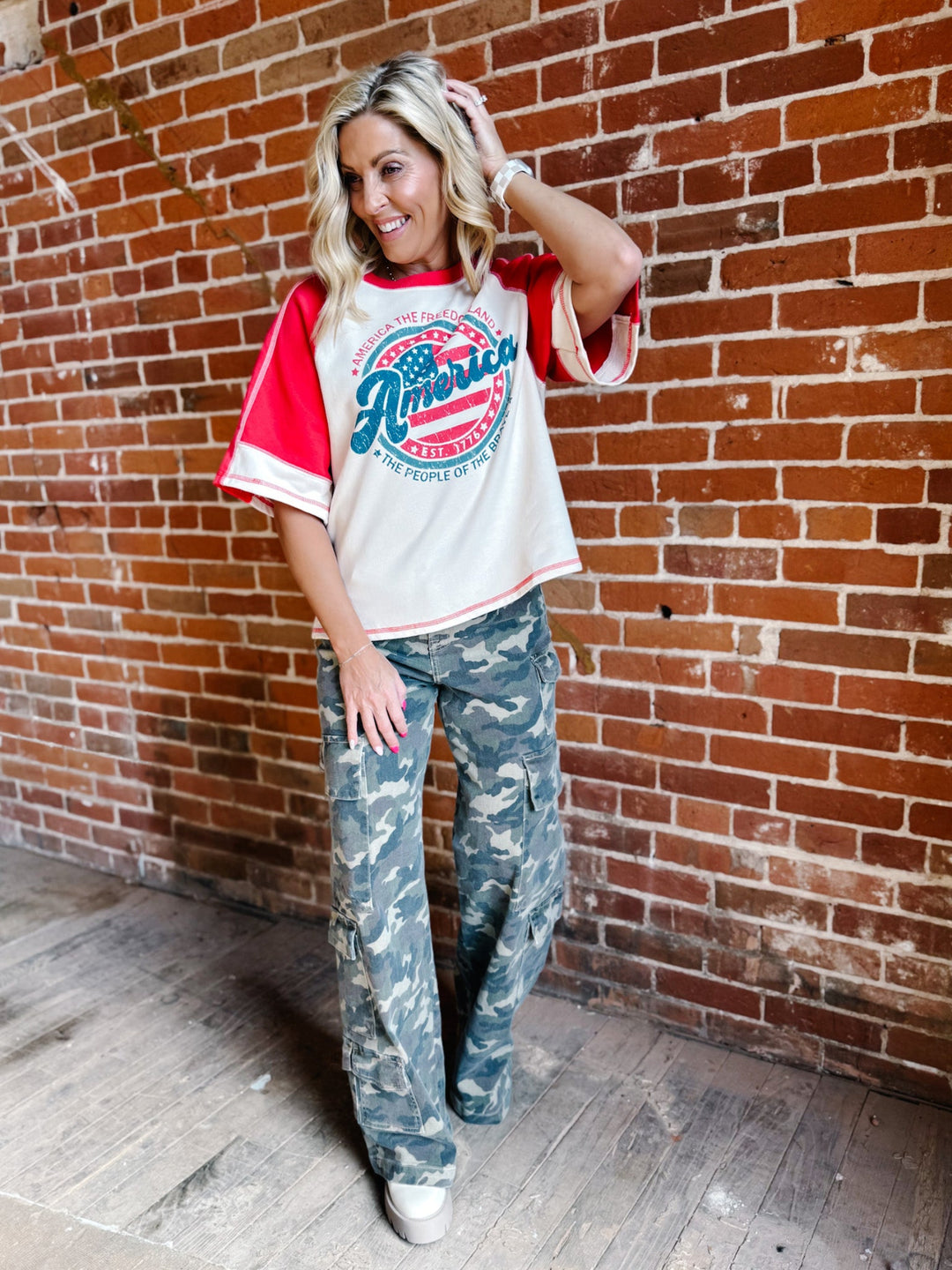All-American Spirit Raglan Graphic Tee, Oat