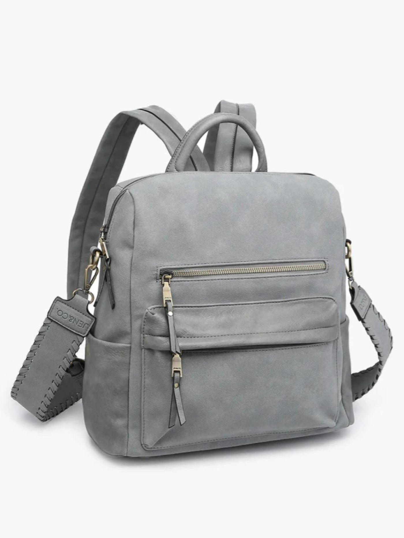 Amelia Suede Backpack, Grey Blue
