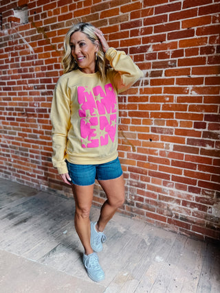 Amen Stars Puff Ink Sweatshirt, Yellow