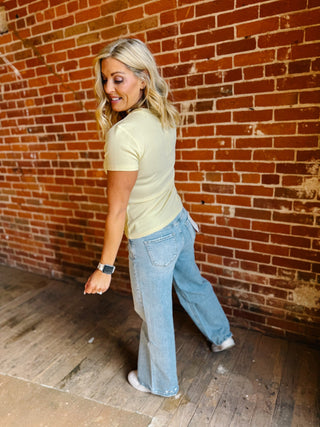Annie Ribbed Essential Tee, Butter
