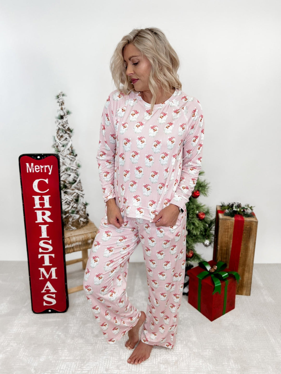 Annie Santa Baby Pajama Set, Pink