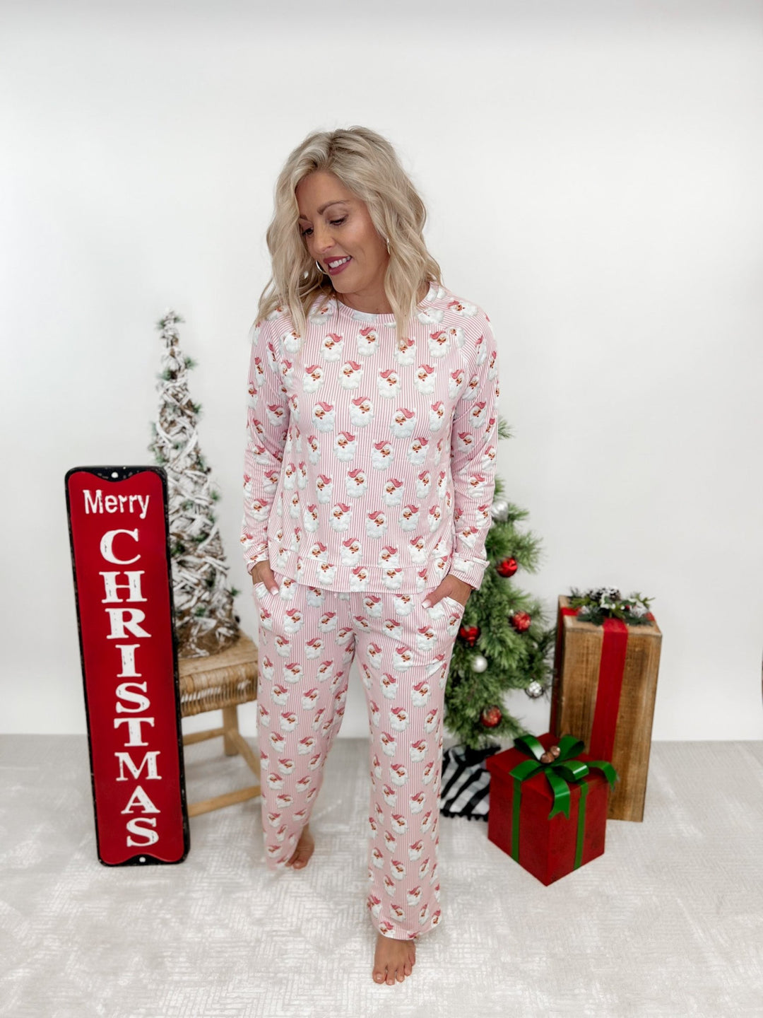 Annie Santa Baby Pajama Set, Pink