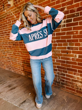 Après All Day Bold Stripe Sweater, Teal/Pink