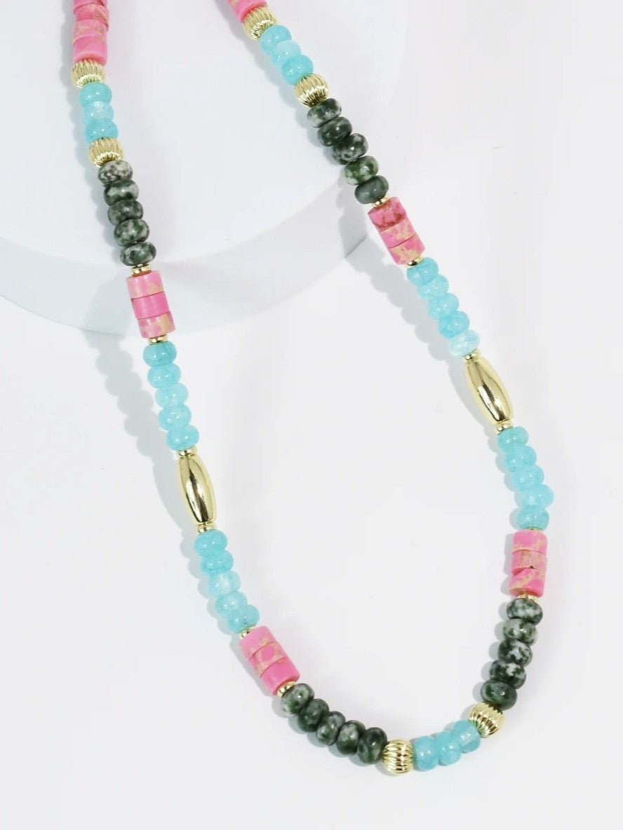 Aqua Tile Gemstone Necklace
