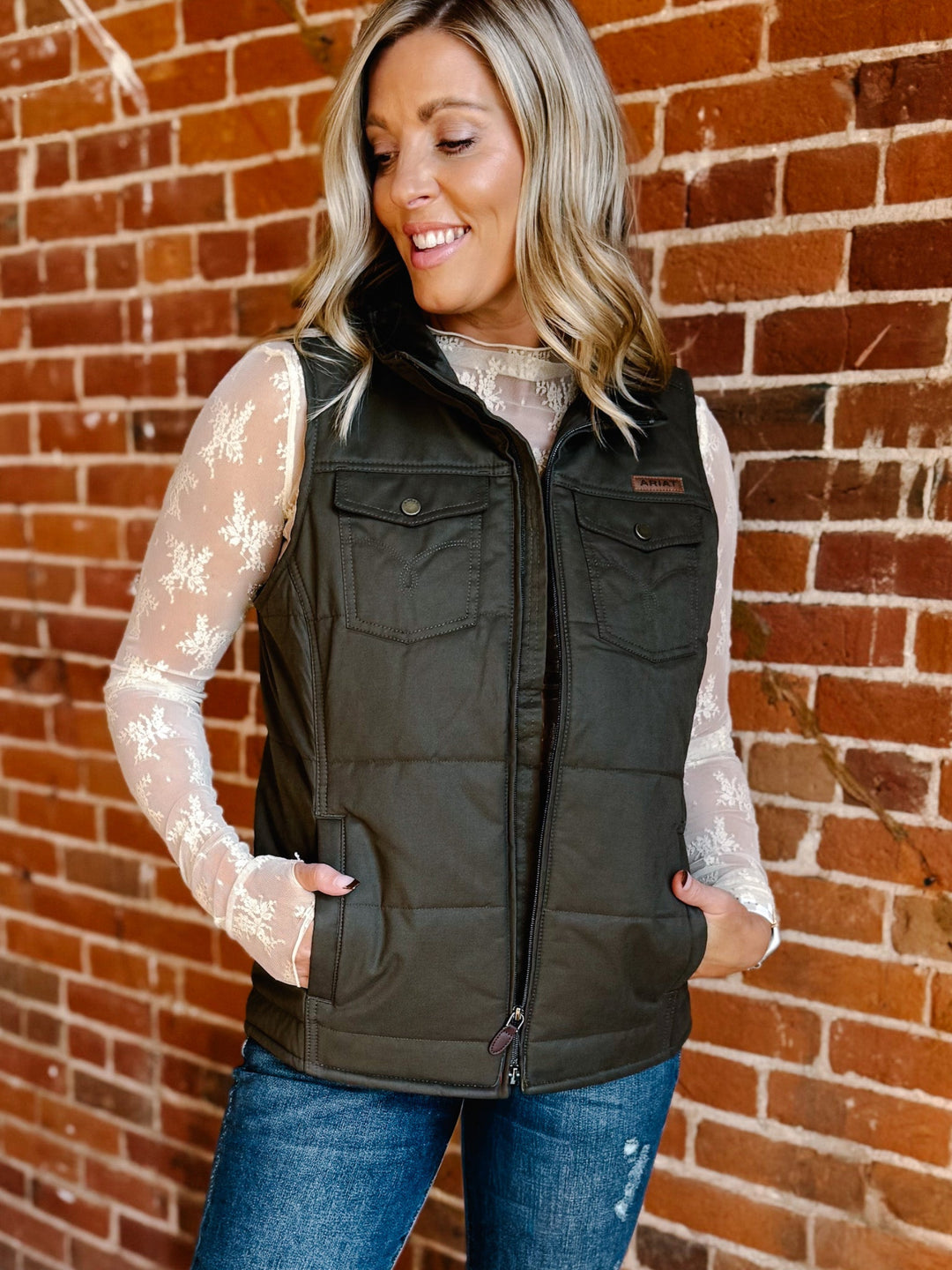 Ariat Grizzly Quilted Vest, Earth