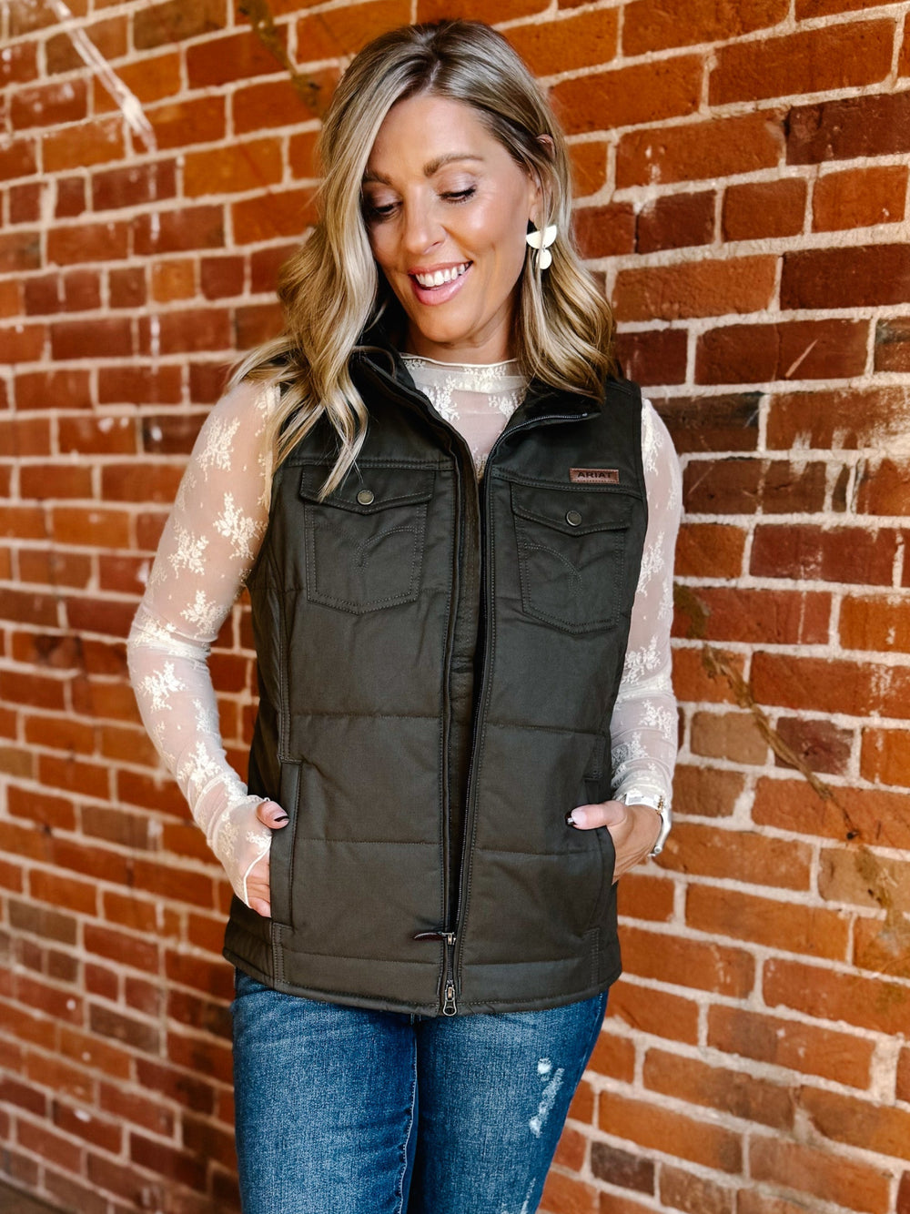 Ariat Grizzly Quilted Vest, Earth