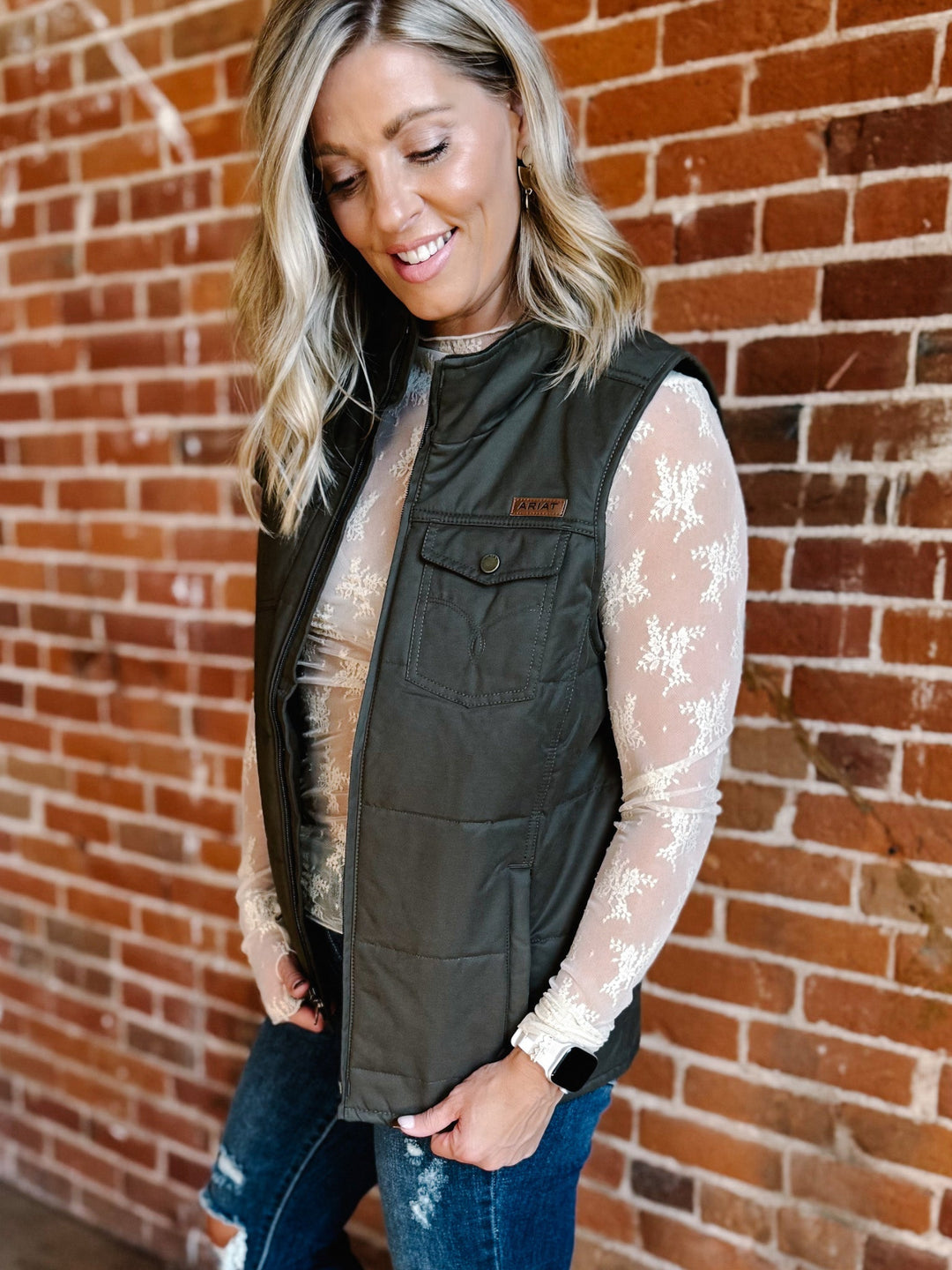 Ariat Grizzly Quilted Vest, Earth