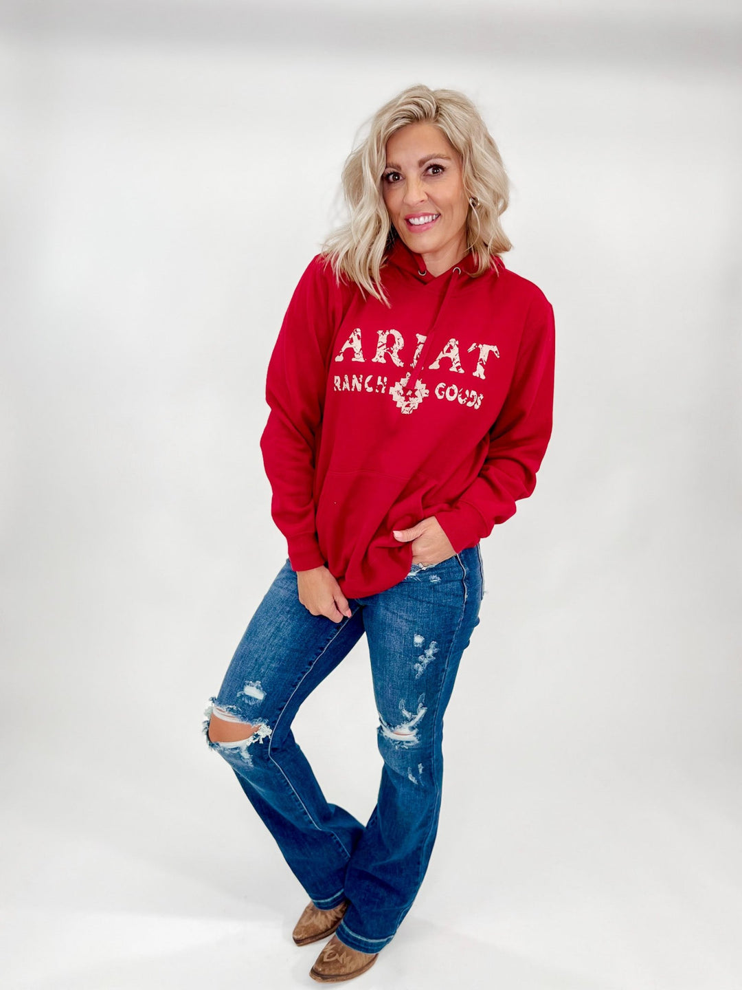 Ariat Women's Ranch Goods Hoodie, Rio Red