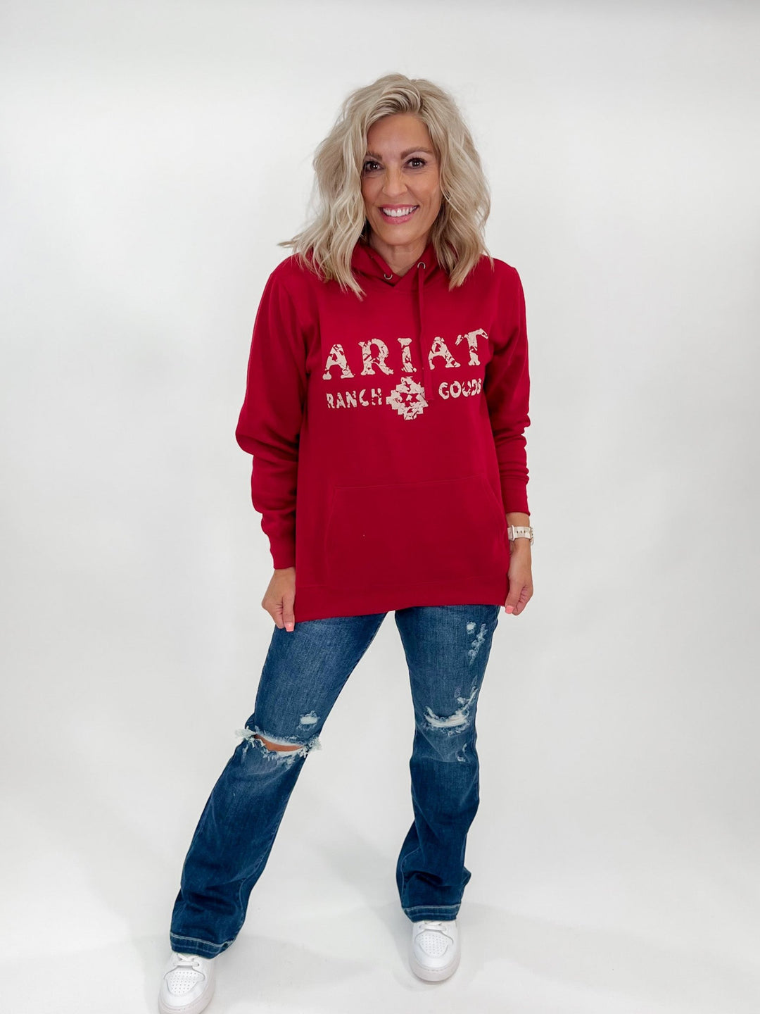 Ariat Women's Ranch Goods Hoodie, Rio Red