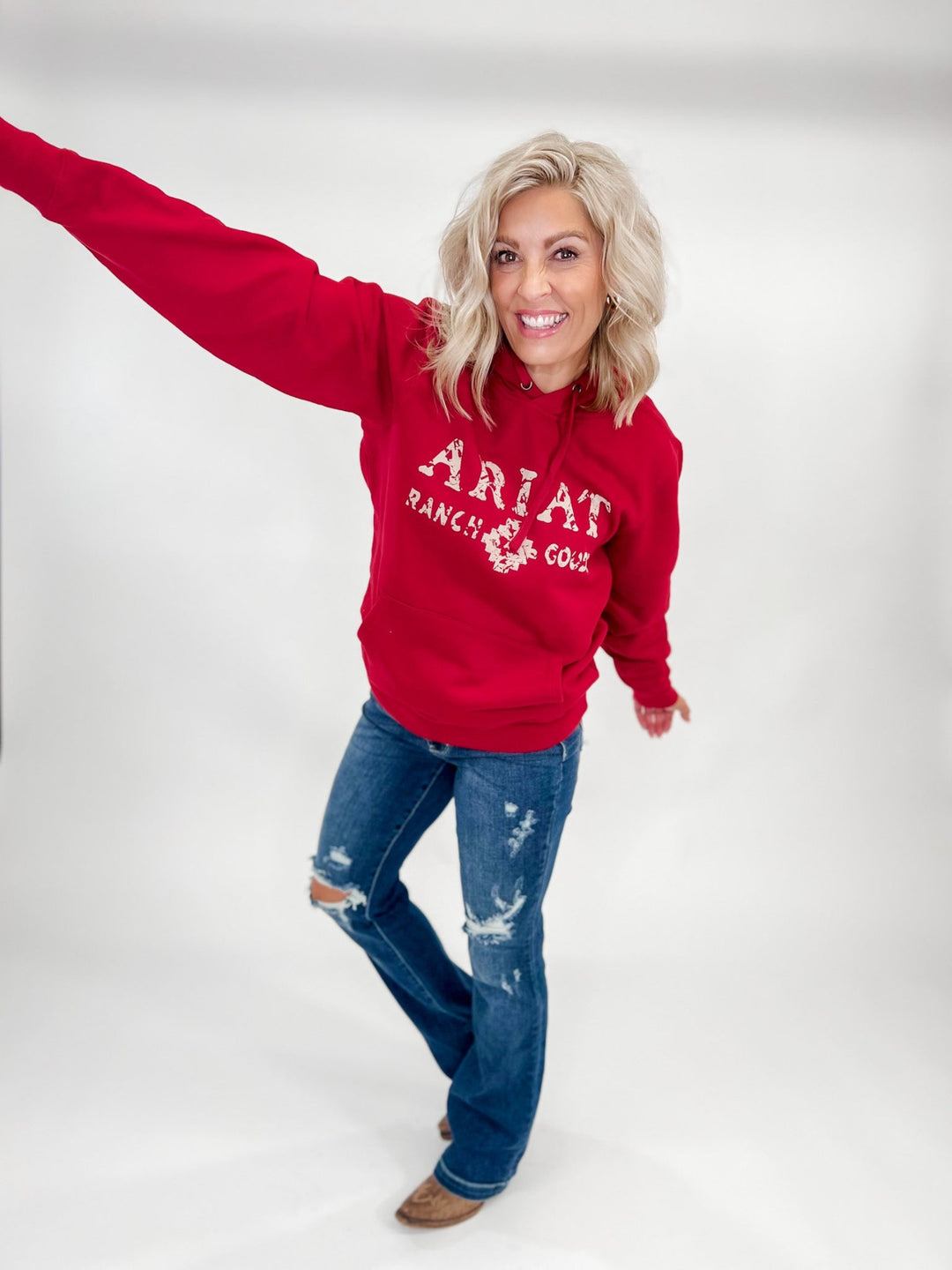 Ariat Women's Ranch Goods Hoodie, Rio Red