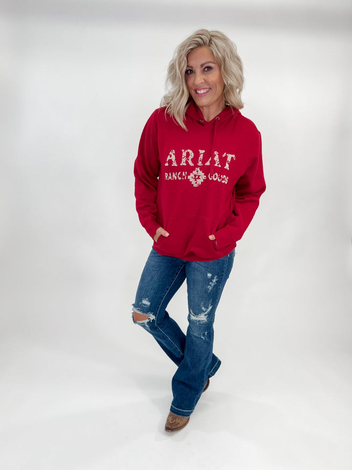 Ariat Women's Ranch Goods Hoodie, Rio Red