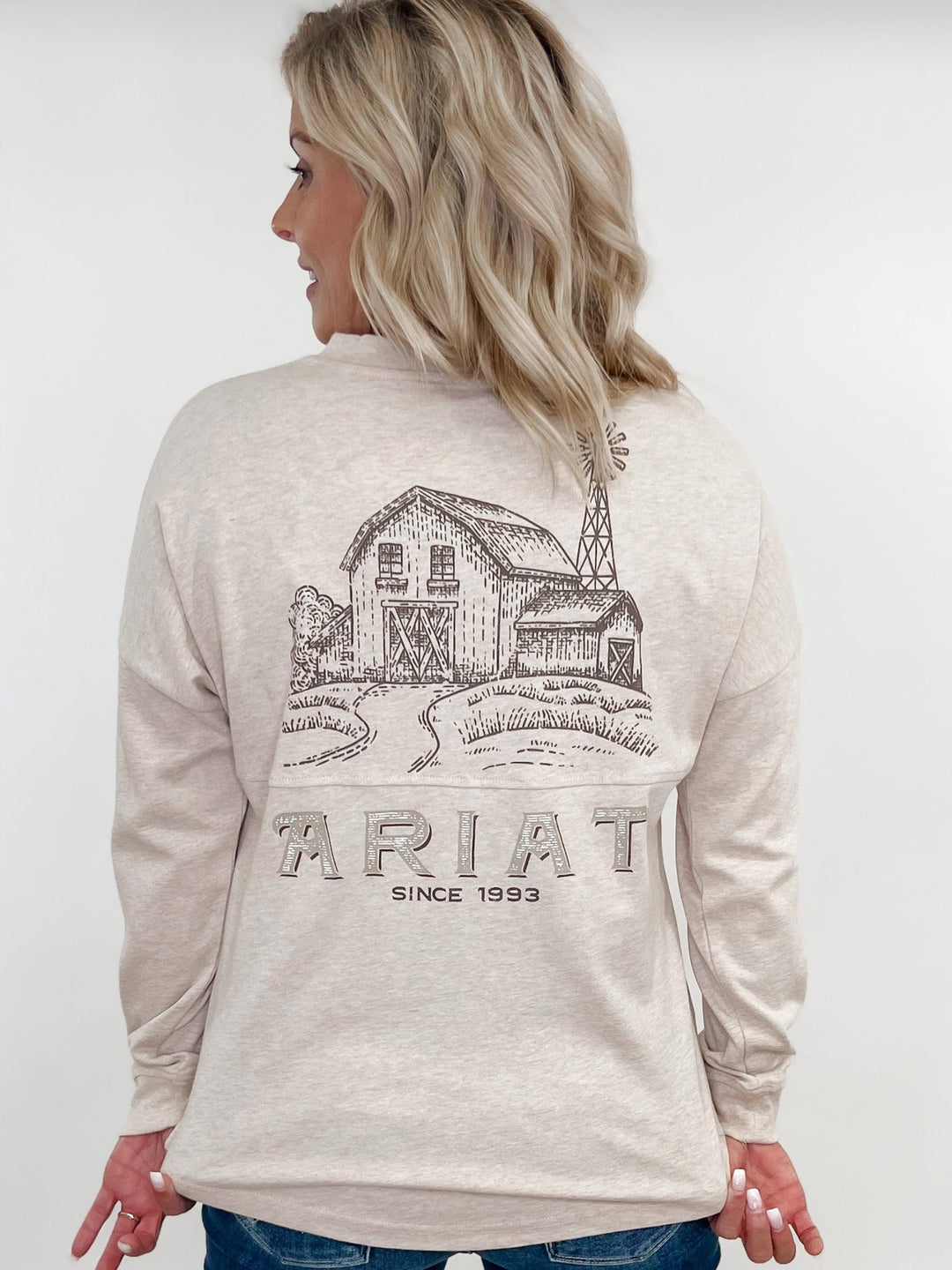 Ariat Womens Miller Oversized Tee, Heather Oatmeal