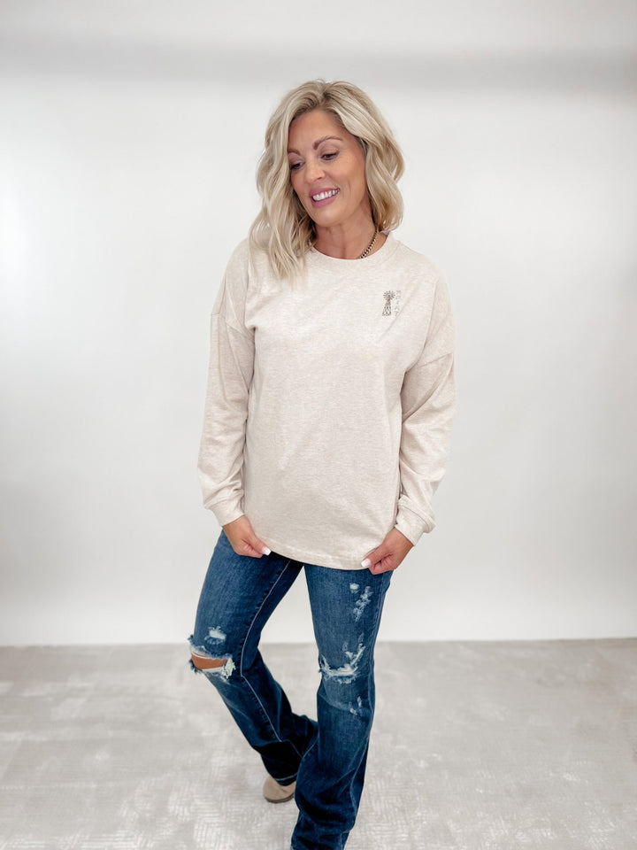 Ariat Womens Miller Oversized Tee, Heather Oatmeal