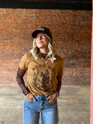 Ariat Womens Stay Gold Boyfriend Fit T-Shirt, Harvest Gold