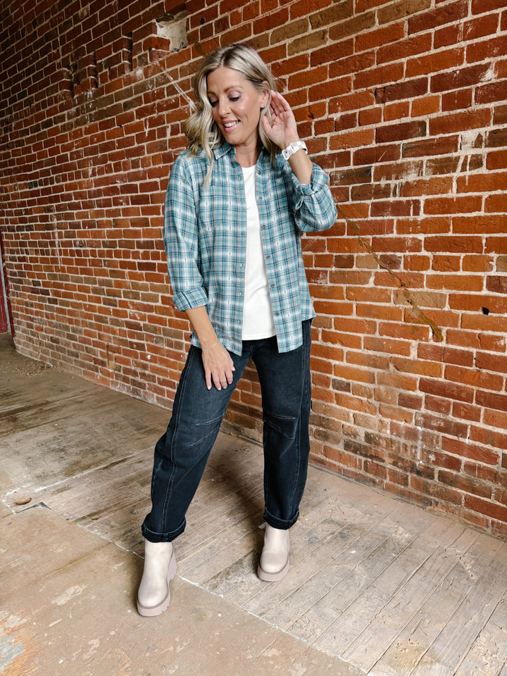 Ariat Billie Jean Button Up Plaid, Aquamarine